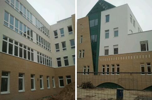 Kaposi Mór Oktató Kórház, Kaposvár - Vakolt és átszellőztetett homlokzat