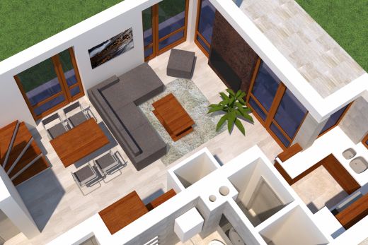 Családi ház nappali 3D alaprajza